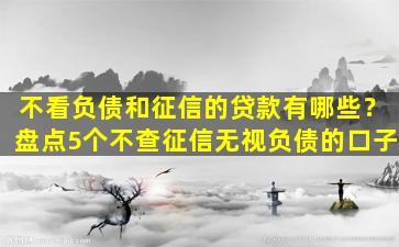 不看負債和征信的融資(負債融資征信看什么)? (http://www.osahdrypack.cn/) 知識問答 第1張