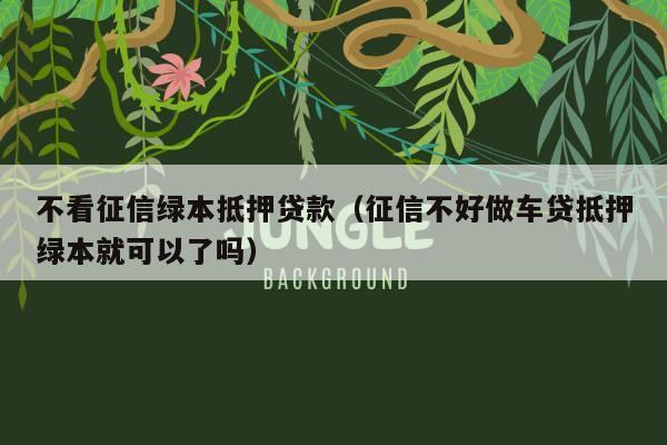 不看征信車抵貸(抵貸征信車看不看征信)? (http://www.osahdrypack.cn/) 知識問答 第2張
