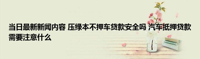車主貸需要抵押綠本嗎(車貸抵押需要綠本嗎)? (http://www.osahdrypack.cn/) 知識問答 第1張